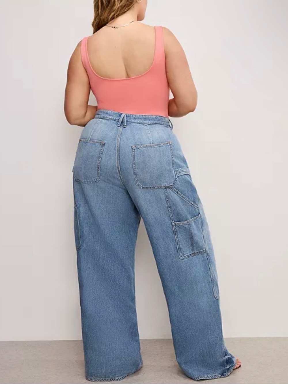Good American Light Blue Patchwork Wide Leg Jeans - Picture 3 of 8